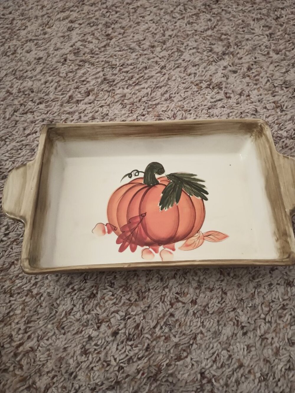 Rectangular Serving Tray with Pumpkin and Leaves Design - Hausenware